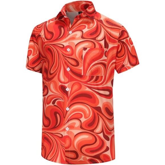 Men's Funky Hawaiian Shirt Palm Beach Shirts Tropical Vacation Summer Clothes‎ - Picture 2 of 5